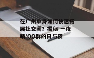 在广州单身如何快速拓展社交圈？揭秘'一夜晴'QQ群的日与夜