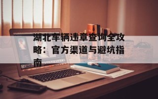 湖北车辆违章查询全攻略：官方渠道与避坑指南