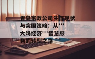 青岛家政公司生存现状与突围策略：从'''大妈经济'''智慧服务的转型之路