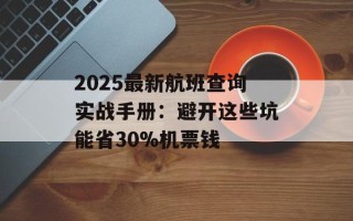 2025最新航班查询实战手册：避开这些坑能省30%机票钱