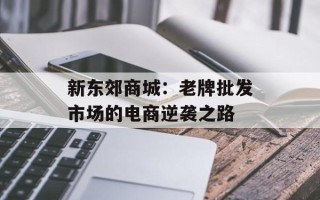 新东郊商城：老牌批发市场的电商逆袭之路