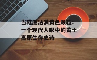 当鞋底沾满黄色颗粒：一个现代人眼中的黄土高原生存史诗