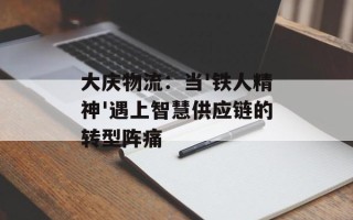大庆物流：当'铁人精神'遇上智慧供应链的转型阵痛