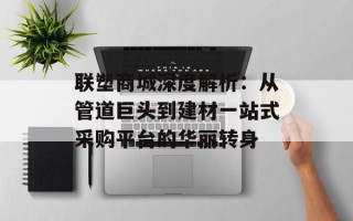 联塑商城深度解析：从管道巨头到建材一站式采购平台的华丽转身