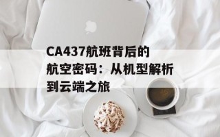 CA437航班背后的航空密码：从机型解析到云端之旅