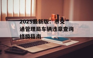 2025最新版：市交通管理局车辆违章查询终极指南