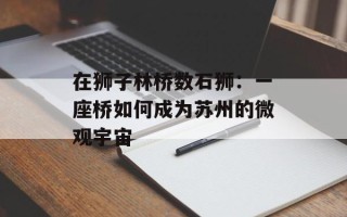 在狮子林桥数石狮：一座桥如何成为苏州的微观宇宙