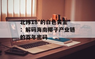 北纬18°的白色黄金：解码海南椰子产业链的百年密码