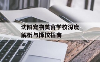 沈阳宠物美容学校深度解析与择校指南